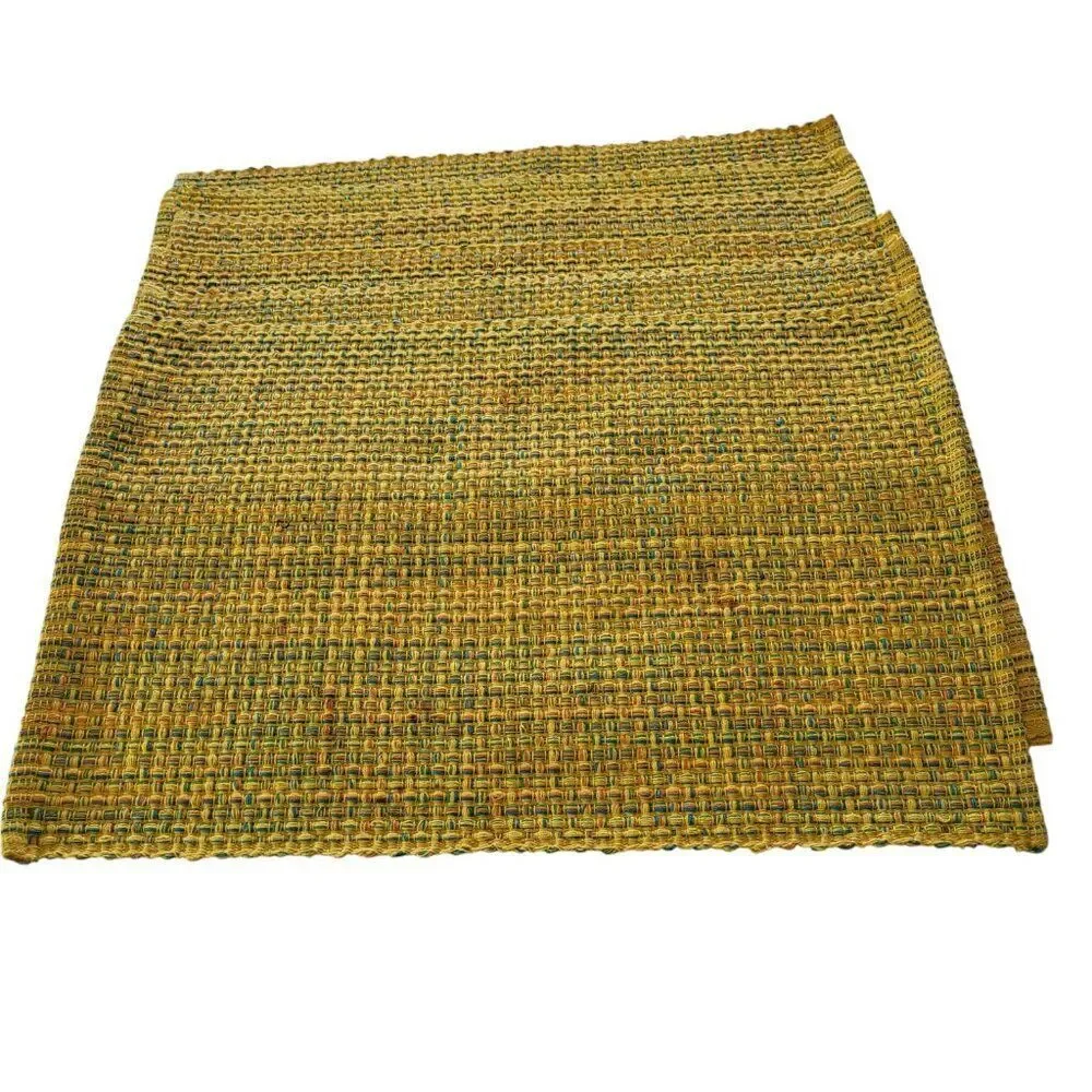 Pier 1 Yellow Orange Blue Weave 20 x 13 inch rectangular placemats |  Set of 6